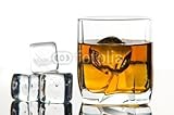 IMAGE OF Wallmonkeys Peel and Stick Wall Decals - Whiskey in Glass with Ice Cubes - 48