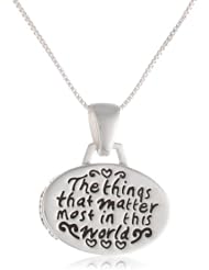 Sterling Silver "The Things That Matter Most In The World, Can Never Be Held In Our Hand s" Reversible Pendant Necklace , 18"