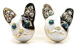 DaisyJewel Top Seller Mega Clearance Sale - Betsey Johnson Style Mini Black and White French Bulldog Puppy Earrings - Skin-Safe Gold Alloy, Enamel, Green Crystal Eyes and 3 Sparkly Diamond-Like Crystals in Each Ear (These Could Easily Pass as Cats, Too. I have a couple Tuxedo Kitties and I ADORE these studs!)