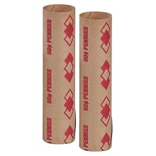 PM Company SecurIT $.50/PENNY Pre-Crimped Tubular Coin Wrappers, 3.5 Inches Length, Brown/Red, 1000/Carton (65029)