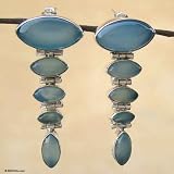 Chalcedony earrings, 'India Blue'