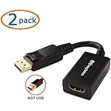 Cable Matters 2-Pack, Gold Plated DisplayPort to HDMI Male to Female Cable Adapter
