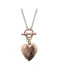 Tiffany-Style Vintage-Inspired Heart Toggle Charm Necklace Gold Plated