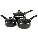 GINO D'ACAMPO Duro 3pc Non-Stick Aluminium Saucepan Set - BLACK
