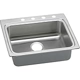 Elkao|#Elkay LRADQ2522504 18 Gauge Stainless Steel 25 Inch x 22 Inch x 5 Inch single Bowl Top Mount 
