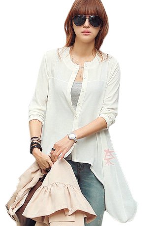 (Clack) レディース 大きいサイズ 7分袖 トッパー シャツ ブラウス 無地 トップス