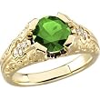 14K Yellow Gold Chatham Created Emerald and Diamond Ring