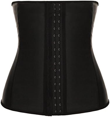 SexyDance "Perfect Waist" Firm Compression Latex Steel Bone 3 Hooks Waist Trainer Rubber Cincher Underbust Corset Body Shaper(Black M)