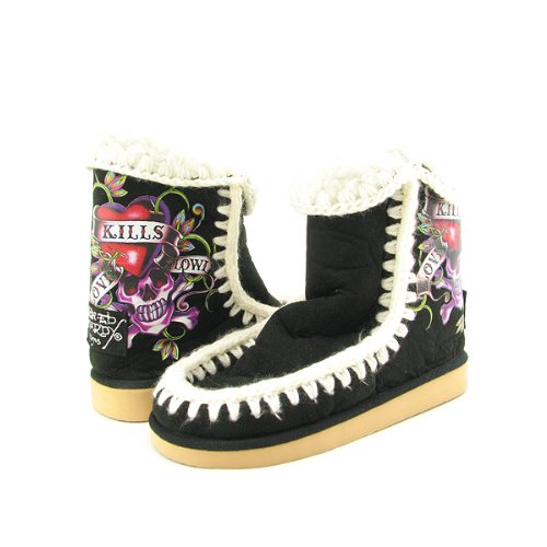 Ed Hardy Shinjuku Women's Fur Boots Brown Sand Shearling