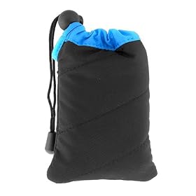 GTMax Black/Blue Universal Drawstring Pouch Case for Creative HD 2nd Gen Pocket Video Cam, HD Pocket Video Cam, Pocket Video Cam, Zen X-Fi, Zen Mozaic, Zen Stone Plus, Zen Stone, Zen Vision:M, Zen V Plus, Zen V, Zen MicroPhoto, Zen Micro