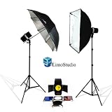 LimoStudio 400 Watt Two Photo Studio Monolight Strobe Flash Softbox Umbrella Lighting Kits - 2 Studio Flash/Strobe, 1 Softbox, 1 Reflective Umbrella, AGG333