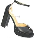 Black Rockabilly Peep-toe Platforms Heels