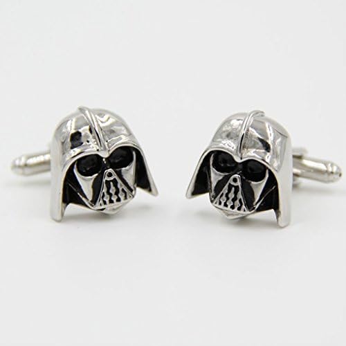 SuperbMatch Cufflinks For Men Or Women Designs Black Silver Darth Vader Mask Helmet Dark Lord Sith Star Wars Wedding Groom Men Cuff Links Business Silver Cufflinks For Mens
