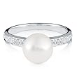 FOJO's Diamonds in Silver Fresh Water Pearl Ring (.10 ct. tw.)