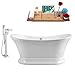 Streamline | Freestanding Soaking Pedestal 60" NH200CH-100 Acrylic Bathtub, White | Comes with External Drain And Chrome Overflow | Bamboo Tray Included