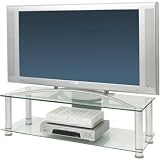 Jual JF017SIL Silver Legs/Clear Glass Plasma & LCD TV Stand