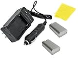 Multipack (2 Count): Digital Replacement Battery PLUS Mini Battery Travel Charger for Specific Digital Camera and Camcorder Models / Compatible with PANASONIC VW-VBD1 Charges with Intelligent Charge Technology - Includes Car Adapter, TWO Batteries and ONE Soft Nonporous Microfiber Cleaning Cloth