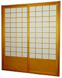Unique Home Improvements - 84" Japanese Design Shoji Interior Sliding Double Door Kit - Honey