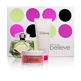 Believe by Britney Spears for Women 3 Piece Set Includes: 3.3 oz Eau de Parfum Spray + 3.3 oz Feeling is Believing Body Louffle + 0.5 oz Let Your Light Shine Shimmer Powder with Puff