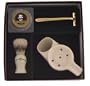 Colonel Conk Model 227 Barber Mug, Deluxe Boar Brush, Gold Tone Razor, and Soap