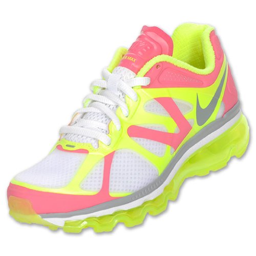 NIKE Air Max 2012 Kids' Running Shoes, White/Spark/Metallic Platinum/Volt