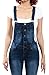 Womens Premium Button Up Adjustable Denim Skinny Jean Overall with Pocket SMALL DK DENIM-90009