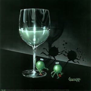 Canvas Gallery Wrap Michael Godard He Devil She Devil White Wine Art Print Poster - 12x12 by Rich and Framous
