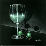 (12x12) Michael Godard He Devil She Devil White Wine Art Print Poster