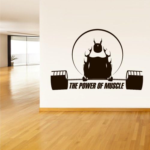 Wall Decal Vinyl Sticker Decals Gym Gymnastics Muscle Power Fitness Sport Man Rod Barbell (Z3115)