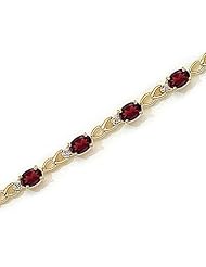 14kt Yellow Gold Oval Garnet and Diamond Bracelet