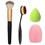 DaySeventh 2016 New Release 4pcs Fashion Makeup Brush Set Makeup Sponge Makeup Brush Cleaner Foundation Brush (Black)