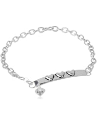 Sterling Silver "Love Is Patient, Love Is Kind" and Three Heart Reversible ID Bracelet