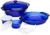 Anchor Hocking 15 Piece Impressions Cobalt Blue Set by CSB Commodities