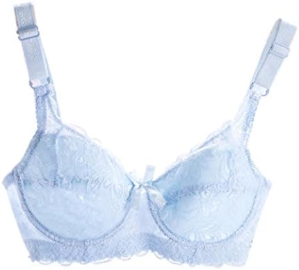 OVERMAL Women Push Up Deep V Ultrathin Underwire Padded Lace Brassiere Bra Big Size (34, Light Blue)