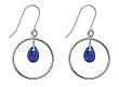10k White Gold, September Birthstone, Lab Created Sapphire Briolette Dangle Earrings
