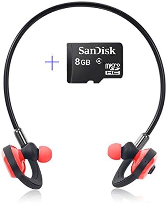 Bluetooth Swimming Headset HXY Wireless Headphones with 8GB Memory Noise-Cancelling in Ear Red