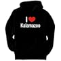 I LOVE Kalamazoo US Cities Mens Hoodie (Black, Size X-Large)