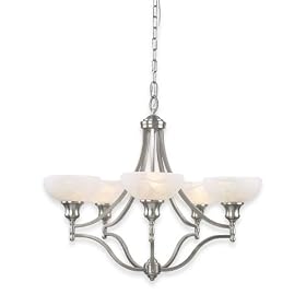 Royce Lighting RC800UP 5-12 Fairlawn Five-Light Chandelier Brushed Steel with White... by Royce Lighting