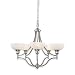 Royce Fairlawn Five-Light Chandelier Brushed Steel with White Alabaster Globes # RC800UP/5-12