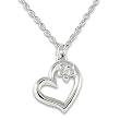 Silver Colored Heart with Flower Necklace and Chain
