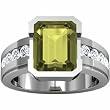 14K White Gold Lemon Quartz and Diamond Ring