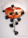 Scallop Sconce with Ginkgo Leaf Filligree, Zinnia