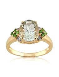 Jewelry: Gemondo 14ct Yellow Gold 2.2ct Mint Quartz, 0.12ct Russian Diopside & 3.2pt Diamond Ring - Gemondo