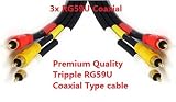 PTC Premium 3 RCA Composite Video + Audio Cable, 3xRG59U Tripple Coaxial Type (50 FT / 15 M)