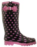New Womens Pink Spot Festival Wellies Wellington Boots Sz 3-8