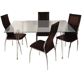 60 in. Medallion 5 pc. Set with Brown Dining Chairs By Walker Edison Furniture by Walker Edison Furniture