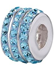 SilveRado(tm) BM007-3 Bling Triple Bling Blue  Bead / Charm