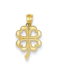 14k Yellow Gold Four Leaf Clover Pendant
