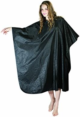 XMW Professional Water Repellent Printing Pattern Polyester Hair Styling Salon Cape, Black
