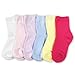 Naartjie Girls Solid Flat Knit Short Crew Sock 6 Pairs Pack, 3YR-5YR
